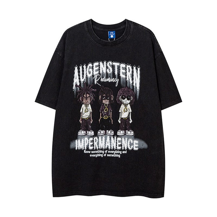 TALKLESSFASHION Personality Depressed Anime Print Short Sleeve Men