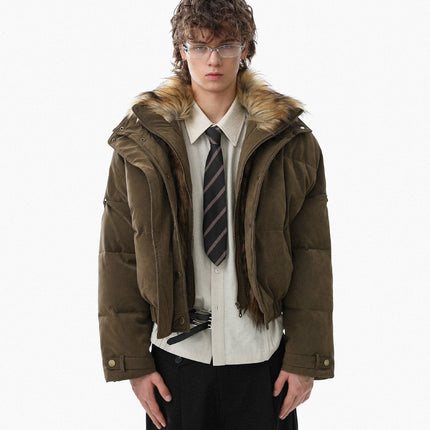 TALKLESSFASHION Pilot PU Fur Collar Padded Jacket