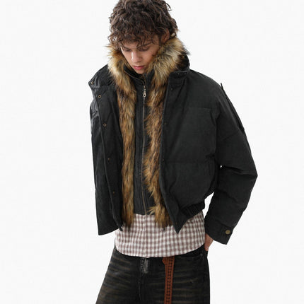 TALKLESSFASHION Pilot PU Fur Collar Padded Jacket