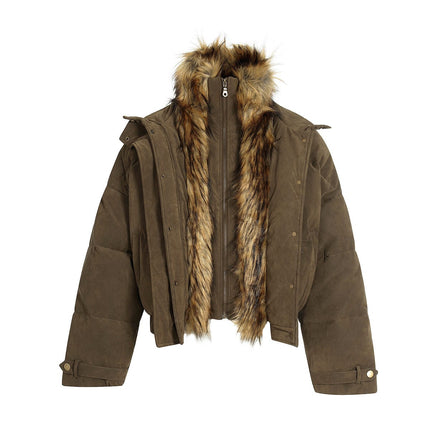 TALKLESSFASHION Pilot PU Fur Collar Padded Jacket