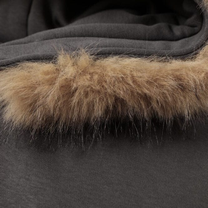 TALKLESSFASHION Printed Fur Collar Knit Jacket