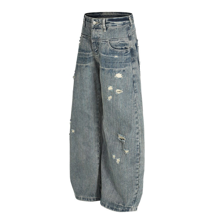 TALKLESSFASHION Punk ripped distressed washed jeans