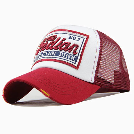 TALKLESSFASHION Red / 55-59cm Embroidery Mesh Cap ——9552