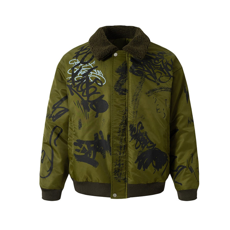 TALKLESSFASHION Retro Graffiti Aviator Jacket