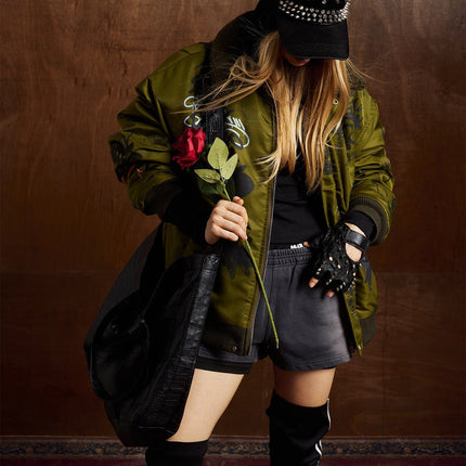 TALKLESSFASHION Retro Graffiti Aviator Jacket