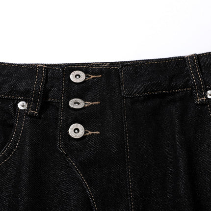 TALKLESSFASHION Retro Scimitar Wide-Leg Denim