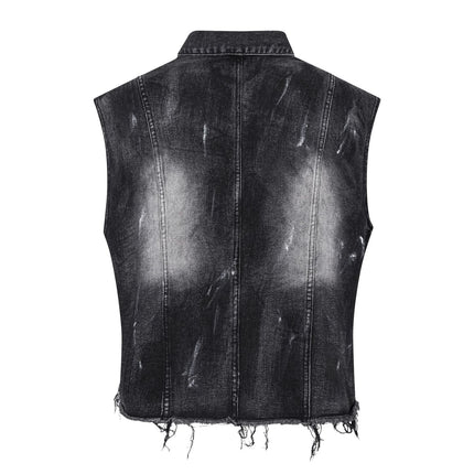 TALKLESSFASHION Retro Slim Ethnic Denim Vest