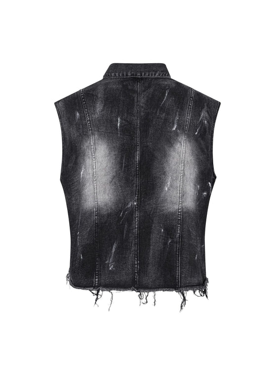 TALKLESSFASHION Retro Slim Ethnic Denim Vest