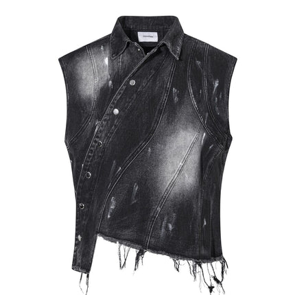 TALKLESSFASHION Retro Slim Ethnic Denim Vest