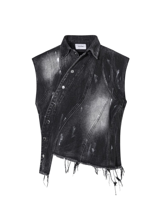 TALKLESSFASHION Retro Slim Ethnic Denim Vest