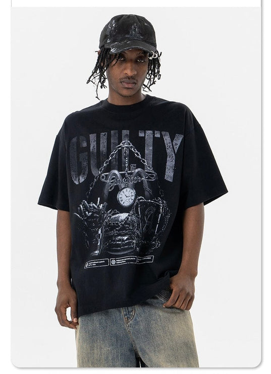 TALKLESSFASHION Retro vintage street Printing T-Shirt —- 7091