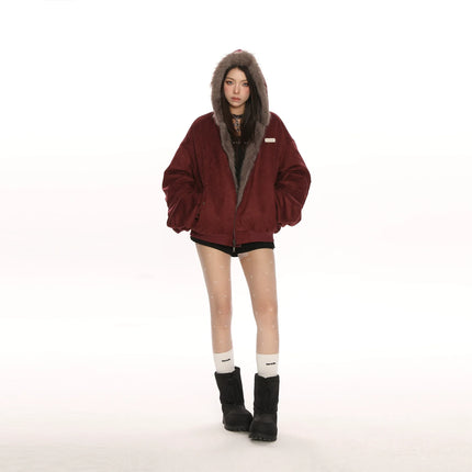 TALKLESSFASHION Reversible Suede Faux Fur Jacket