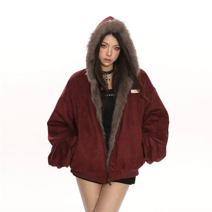 TALKLESSFASHION Reversible Suede Faux Fur Jacket