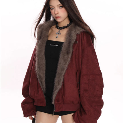 TALKLESSFASHION Reversible Suede Faux Fur Jacket