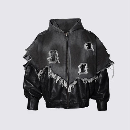 TALKLESSFASHION Ripped Printed Wide-Leg Jeans