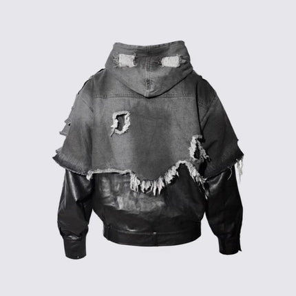 TALKLESSFASHION Ripped Printed Wide-Leg Jeans