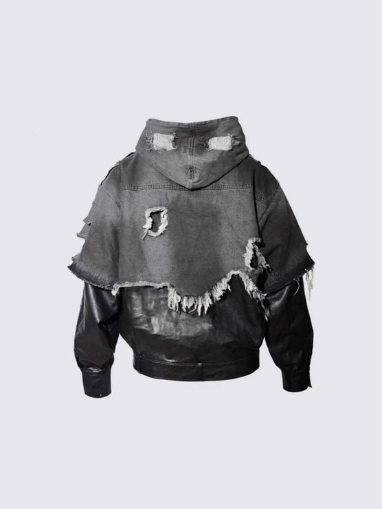 TALKLESSFASHION Ripped Printed Wide-Leg Jeans