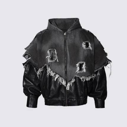 TALKLESSFASHION Ripped Printed Wide-Leg Jeans