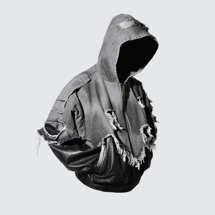 TALKLESSFASHION Ripped Printed Wide-Leg Jeans