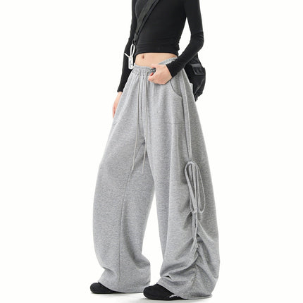TALKLESSFASHION S / 5334 Slacks American lazy and loose streamer strappy gray sweatpants hot girl jazz dance hip hop loose straight scimitar pants
