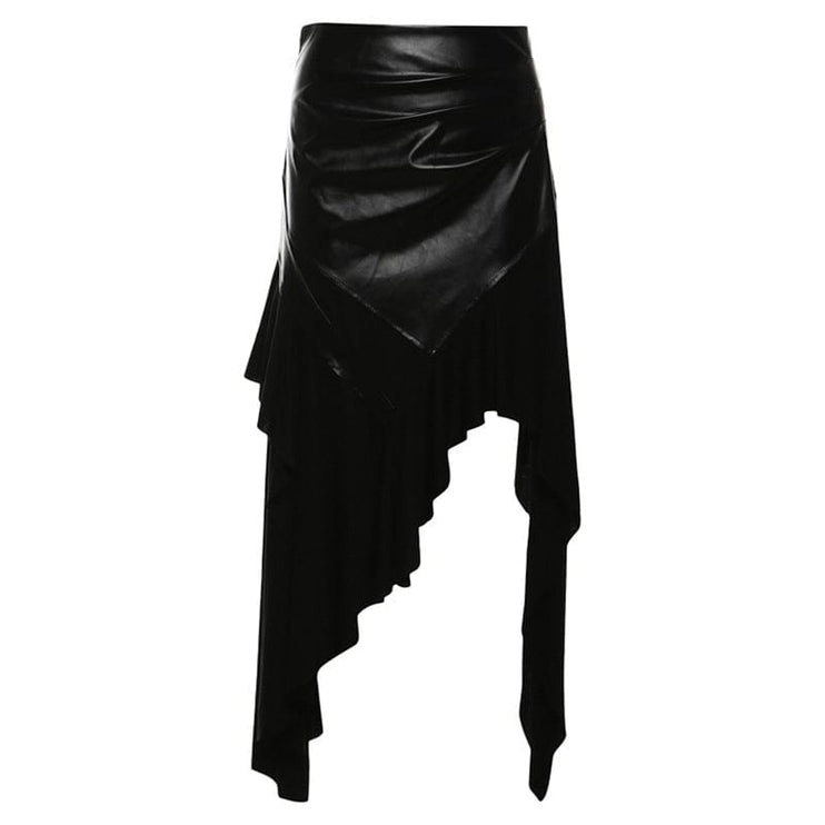 TALKLESSFASHION S / black 2024 Cross-border European and American Style Autumn New Women's Clothing Solid Color Slim Street Fashion High-waisted Irregular Skirt Women