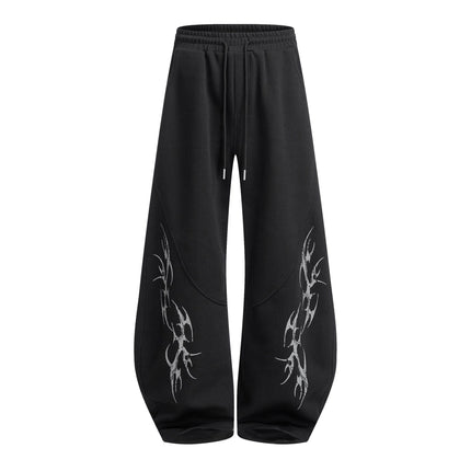 TALKLESSFASHION S / black Retro Scimitar Wide-Leg Sweatpants