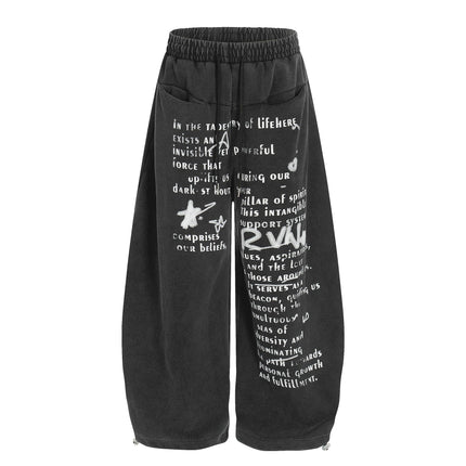 TALKLESSFASHION S / black Washed Scimitar Wide Sweatpants
