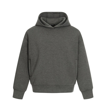 TALKLESSFASHION S / Dark gray 0273 American retro high-end neutral solid color simple design heavy men's short and wide hooded sweatshirt