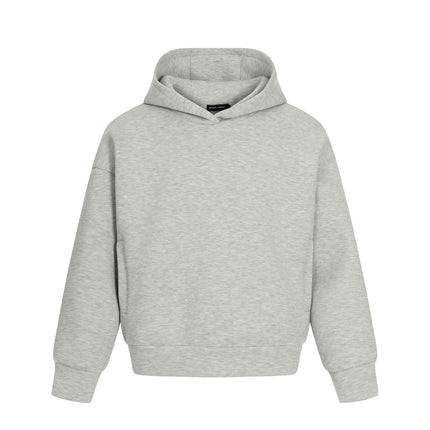 TALKLESSFASHION S / flecking gray 0273 American retro high-end neutral solid color simple design heavy men's short and wide hooded sweatshirt