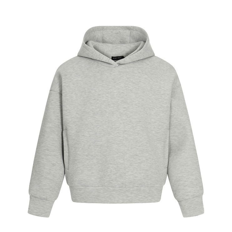 TALKLESSFASHION S / flecking gray 0273 American retro high-end neutral solid color simple design heavy men's short and wide hooded sweatshirt