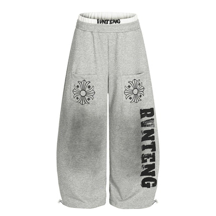 TALKLESSFASHION S / gray Retro Scimitar Cross Sweatpants