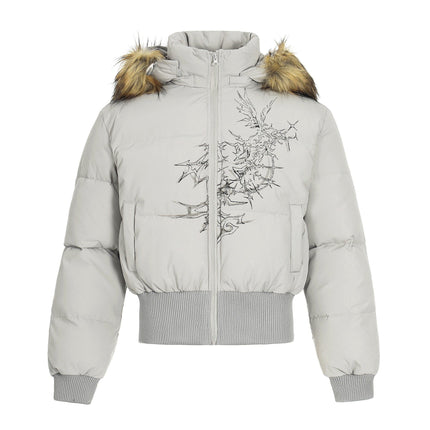 TALKLESSFASHION S / light grey Elysian Frost Luxe Fur-Collar Puffer Jacket