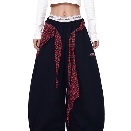 TALKLESSFASHION S / NK111 Slacks - Black American ins style Korean trend corset slacks women's autumn loose drape dancing must-have jazz dance scimitar pants