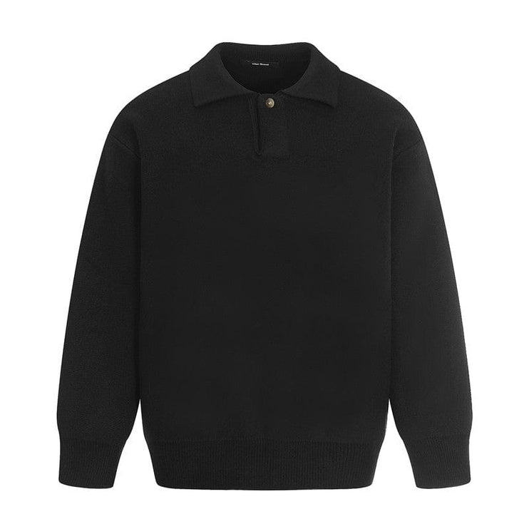 TALKLESSFASHION S / Oatmeal MYC011 GXFortune Winter American Heavy Solid Color Polo Collar Sweater Men's and Women's High-End Loose Warm Top Trend