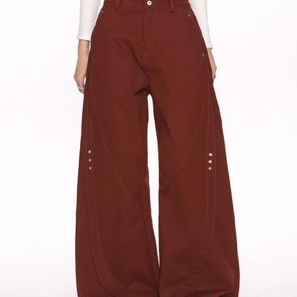 TALKLESSFASHION S / red Deconstructed Scimitar Wide-Leg Trousers
