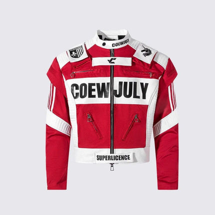 TALKLESSFASHION S / Red on K1E autumn new product versatile American retro high-end sense motorcycle uniform simple stand-up collar jacket jacket for men and women