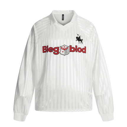 TALKLESSFASHION S / white Jersey Campus Lapel Polo Sweatshirt