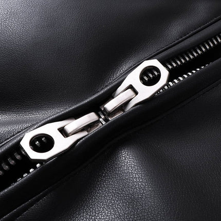 TALKLESSFASHION Silhouette Hooded Flying Leather Jacket