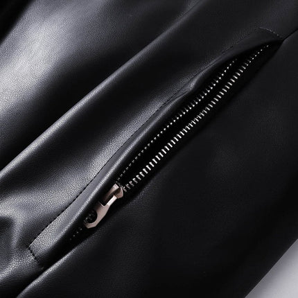 TALKLESSFASHION Silhouette Hooded Flying Leather Jacket