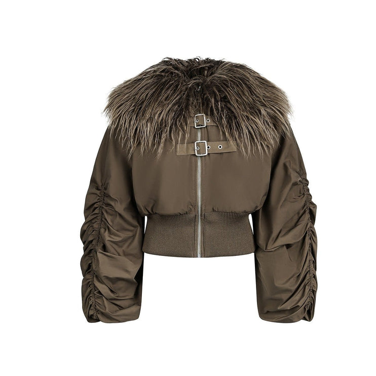 TALKLESSFASHION Slimming Fur Collar Padded Jacket