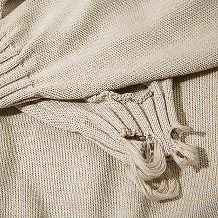 TALKLESSFASHION Solid Color Ripped Pullover For Men