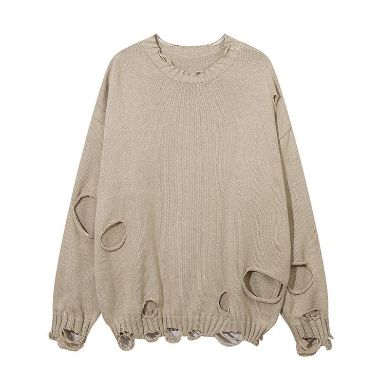 TALKLESSFASHION Solid Color Ripped Pullover For Men