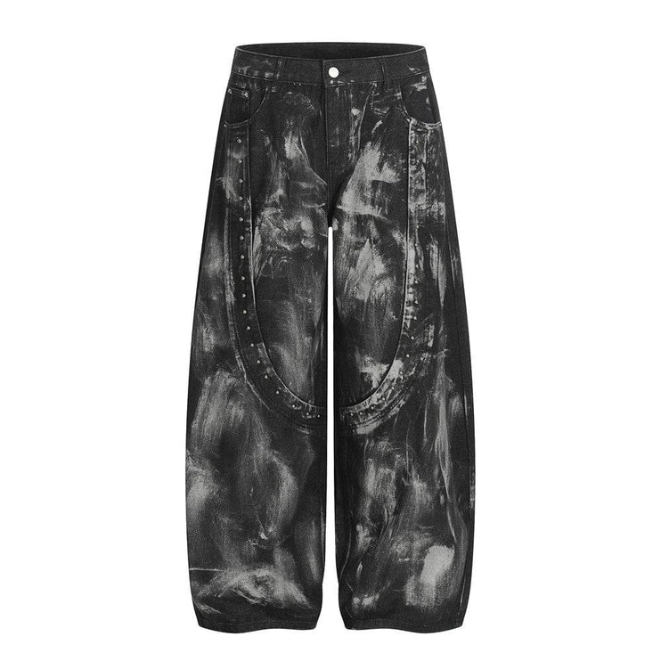 TALKLESSFASHION Splashed ink paint heavy industry jeans