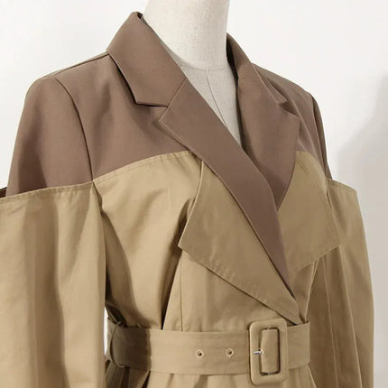 TALKLESSFASHION Splicing Fake Two Trench Dress