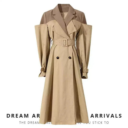 TALKLESSFASHION Splicing Fake Two Trench Dress