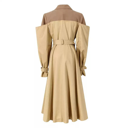 TALKLESSFASHION Splicing Fake Two Trench Dress