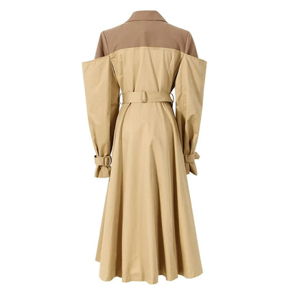 TALKLESSFASHION Splicing Fake Two Trench Dress