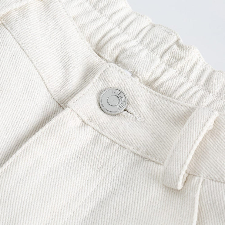 TALKLESSFASHION Stitching Denim Lace Patchwork straight jeans —-4095