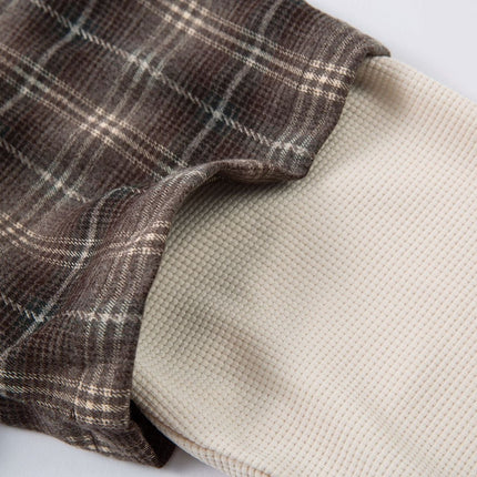 TALKLESSFASHION Street Distressed Fake Two-Piece Plaid Shirt