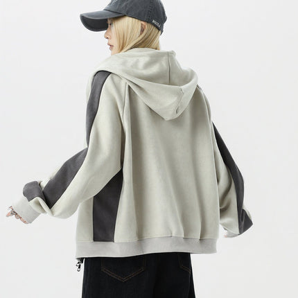 TALKLESSFASHION Suede Biker Hooded Zip-Up